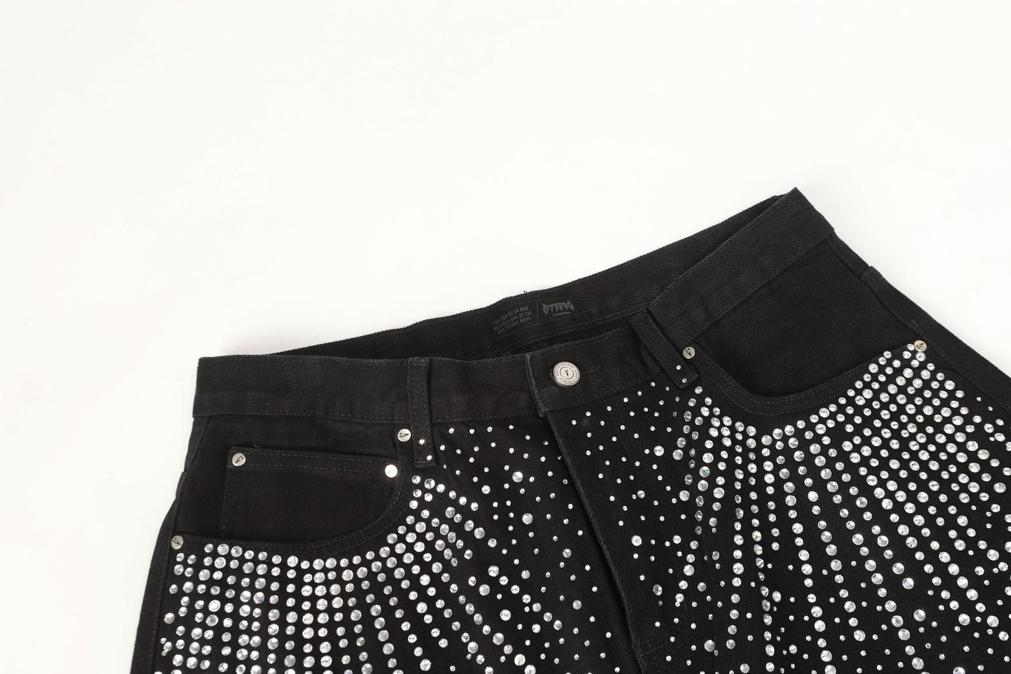 Fashion Versatile Trendy Long Pants Cross-Border Trade Washed American Retro Heavy-Duty Full Diamond Jeans for Men and Women