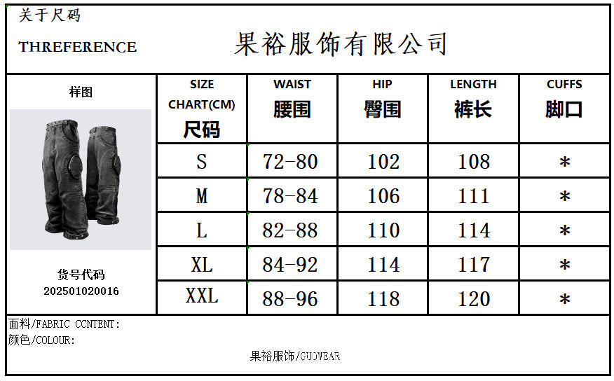 GUOWEAR Black ripped design zipper pants Fashion Street Style Jeans Personalized Trendy Cargo Pants
