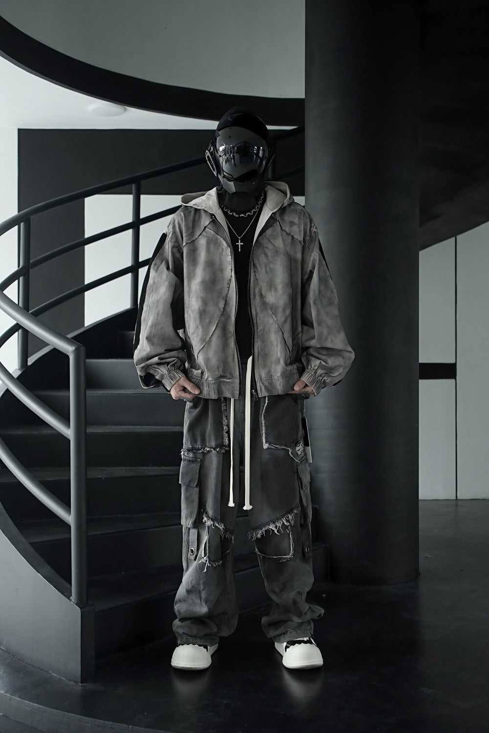 European and American High Street Heavy Wash Vintage Jeans for Men and Women Multi-Pocket Patchwork Frayed Edge Distressed Straight Casual Pants