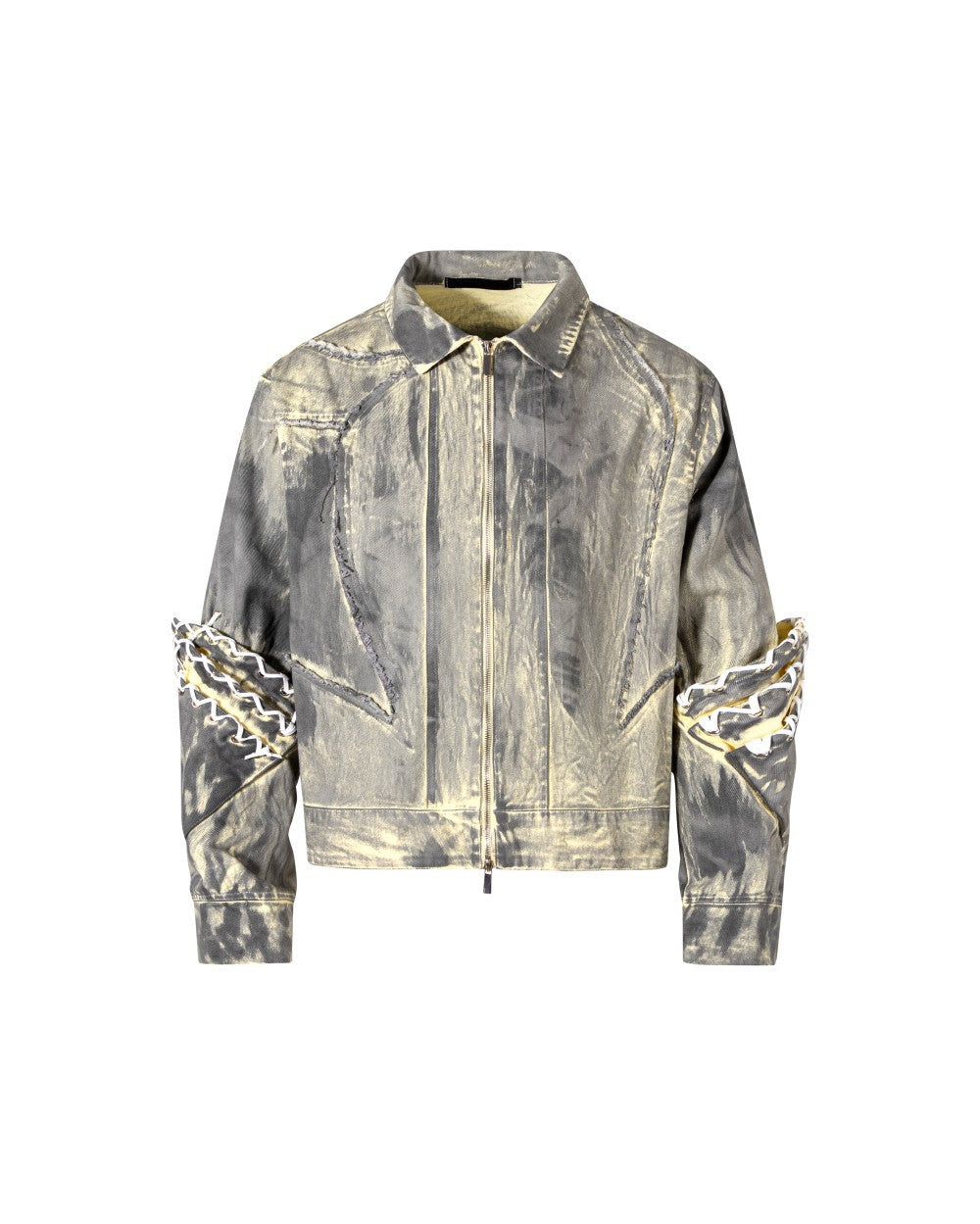 2025Autumn American High Street Heavy Craft Hand-painted Denim Jacket for Men and Women Retro Street Distressed Washed Jeans