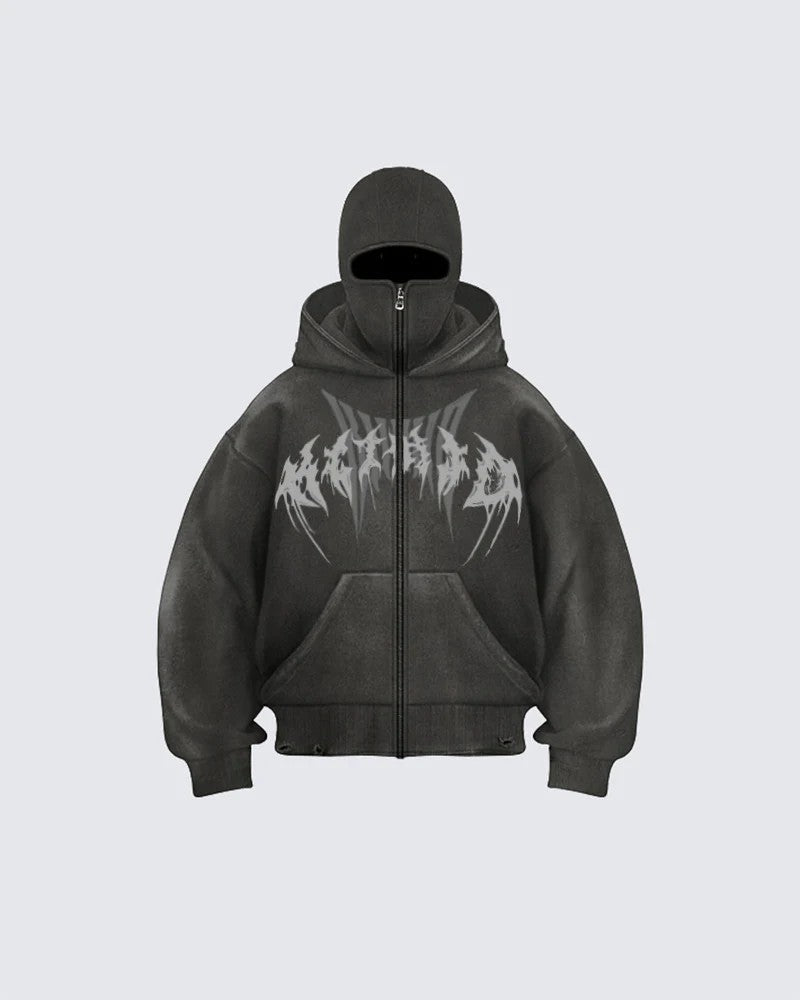 American Retro Street Zipper Hoodie Gothic Letter Star Sweatshirt for Men and Women2025New
