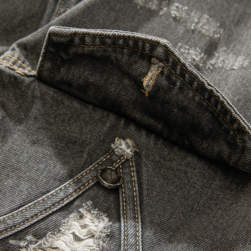 European and American High Street Fashion Trendy Brand Workwear Denim Jacket for Men2024Spring and Autumn Plus Size High-End Stylish Cool Jacket