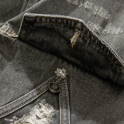 European and American High Street Fashion Trendy Brand Workwear Denim Jacket for Men2024Spring and Autumn Plus Size High-End Stylish Cool Jacket