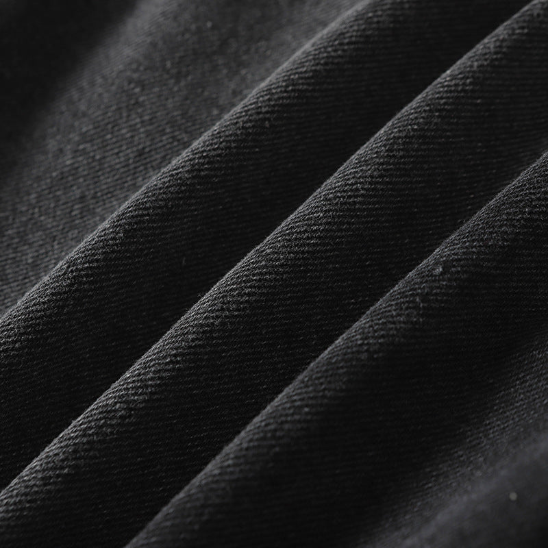 Trendy High Street Loose Retro Straight-Leg Drawstring Cargo Pants Men's Street Style Y2K Zipper Decorated Jeans