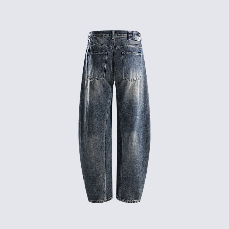 Washed High Waist Loose Jeans Unisex Trendy Casual Straight Wide Leg Pants Autumn Winter Versatile Long Washed Vintage