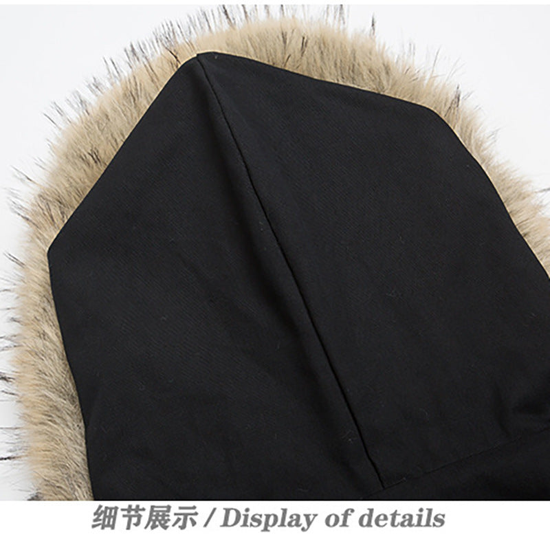 American Retro Autumn Winter Trendy Metal Buckle Design Men's Thickened Warm Hooded Cotton Jacket Long Sleeve