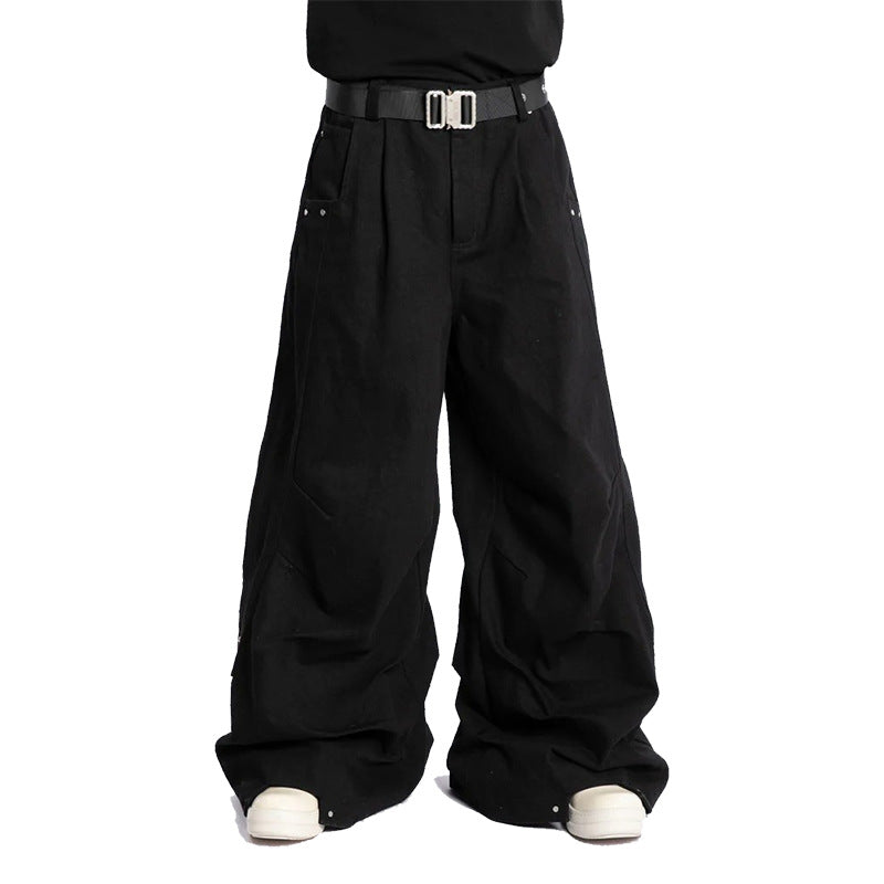 Vintage Brand Retro Workwear Wide-Leg Pants Street Loose Casual Pants European and American Style Versatile Draped Long Pants with Unique Zipper Design