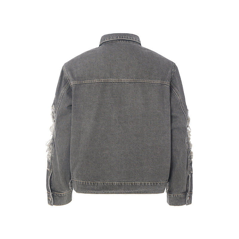 European and American High Street Fashion Trendy Brand Workwear Denim Jacket for Men2024Spring and Autumn Plus Size High-End Stylish Cool Jacket