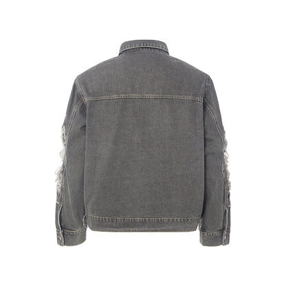 European and American High Street Fashion Trendy Brand Workwear Denim Jacket for Men2024Spring and Autumn Plus Size High-End Stylish Cool Jacket