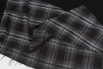 2025New Fake Two-Piece Distressed Plaid Patchwork Hooded Sweatshirt Unisex American Style Niche Loose Hoodie Trendy