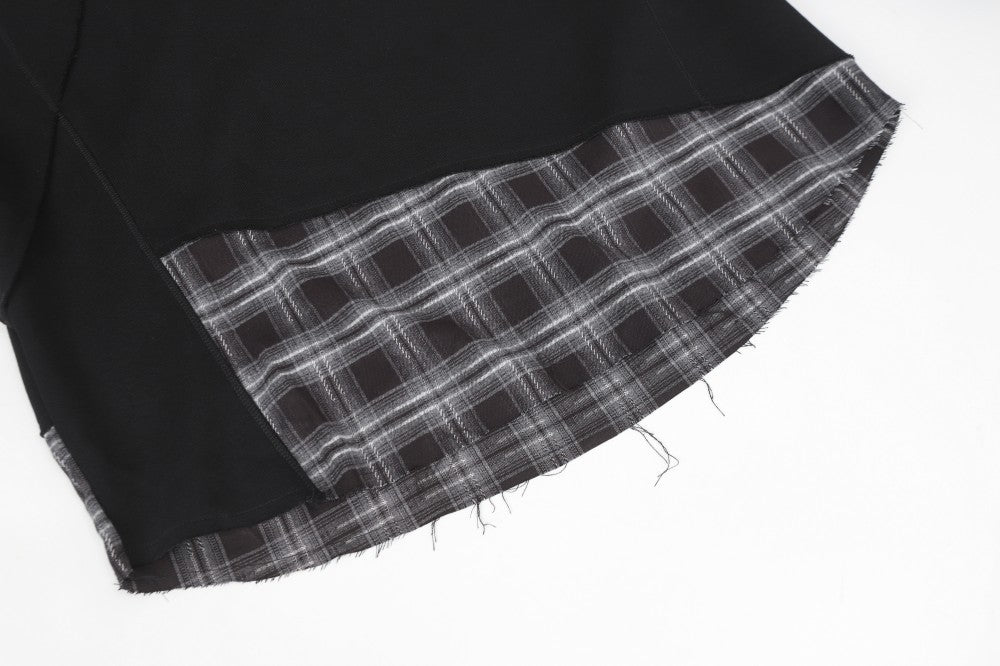 2025New Fake Two-Piece Distressed Plaid Patchwork Hooded Sweatshirt Unisex American Style Niche Loose Hoodie Trendy