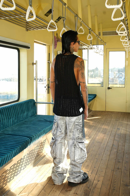 American Style Multi-Pocket Jeans for Men, Niche Retro Blue Wide-Leg Cargo Pants, Couple's European and American Trendy Pants, Cross-Border Trade