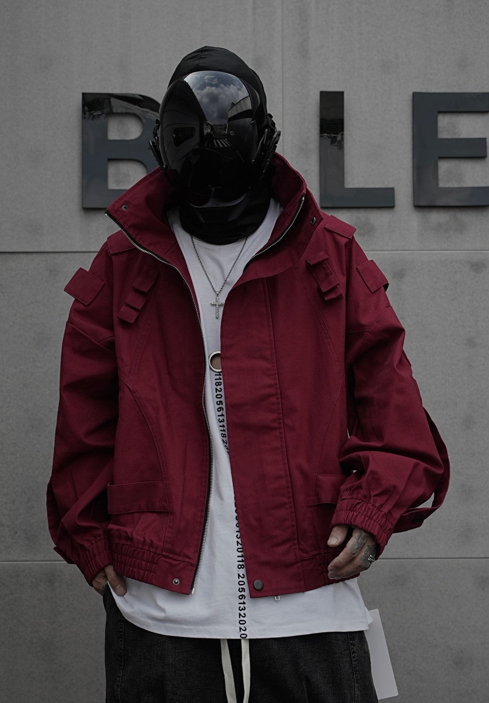 Japanese Trend Workwear Jacket for Men, Spring and Autumn Fashion, Loose Stand Collar Motorcycle Leather Jacket, Cool and Casual Versatile Jacket