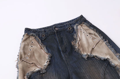 High-quality American streetwear super heavy-duty brushed and washed buffalo jeans