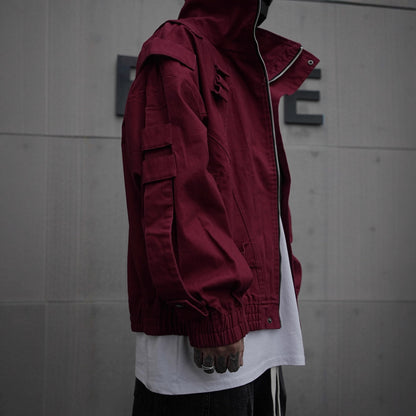 Japanese Trend Workwear Jacket for Men, Spring and Autumn Fashion, Loose Stand Collar Motorcycle Leather Jacket, Cool and Casual Versatile Jacket