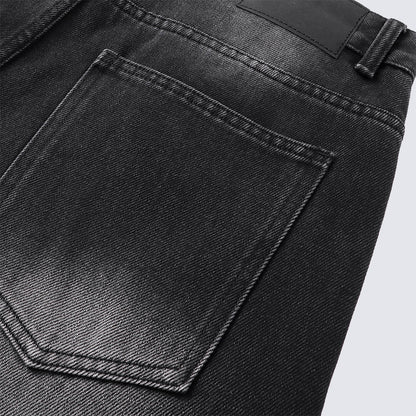 Hip-hop trend high-waisted loose straight jeans for ladies, featuring retro water-washed design, suitable for autumn and winter, new style casual pants with distressed effect and slight stretchiness.