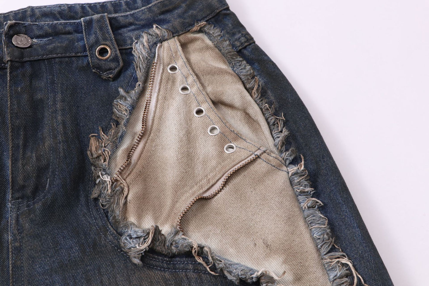 High-quality American streetwear super heavy-duty brushed and washed buffalo jeans