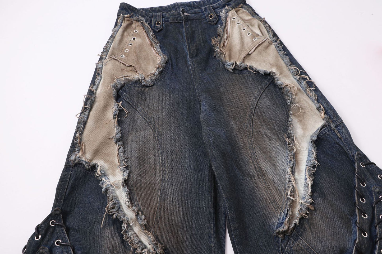 High-quality American streetwear super heavy-duty brushed and washed buffalo jeans