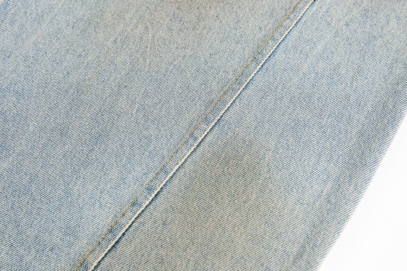 American Retro Dirty Dye Distressed Scimitar Jeans for Men, Mid-Waist Loose Fit Straight-Leg Floor-Length Wide-Leg Pants with Design Sense