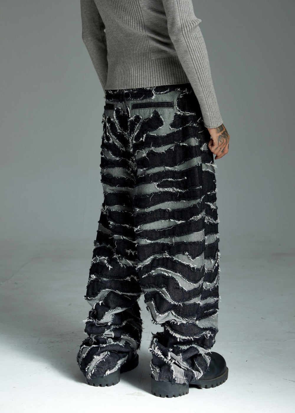 2025Autumn New Heavy Craft Patchwork Zebra Pattern European and American Trendy Brand Loose Jeans