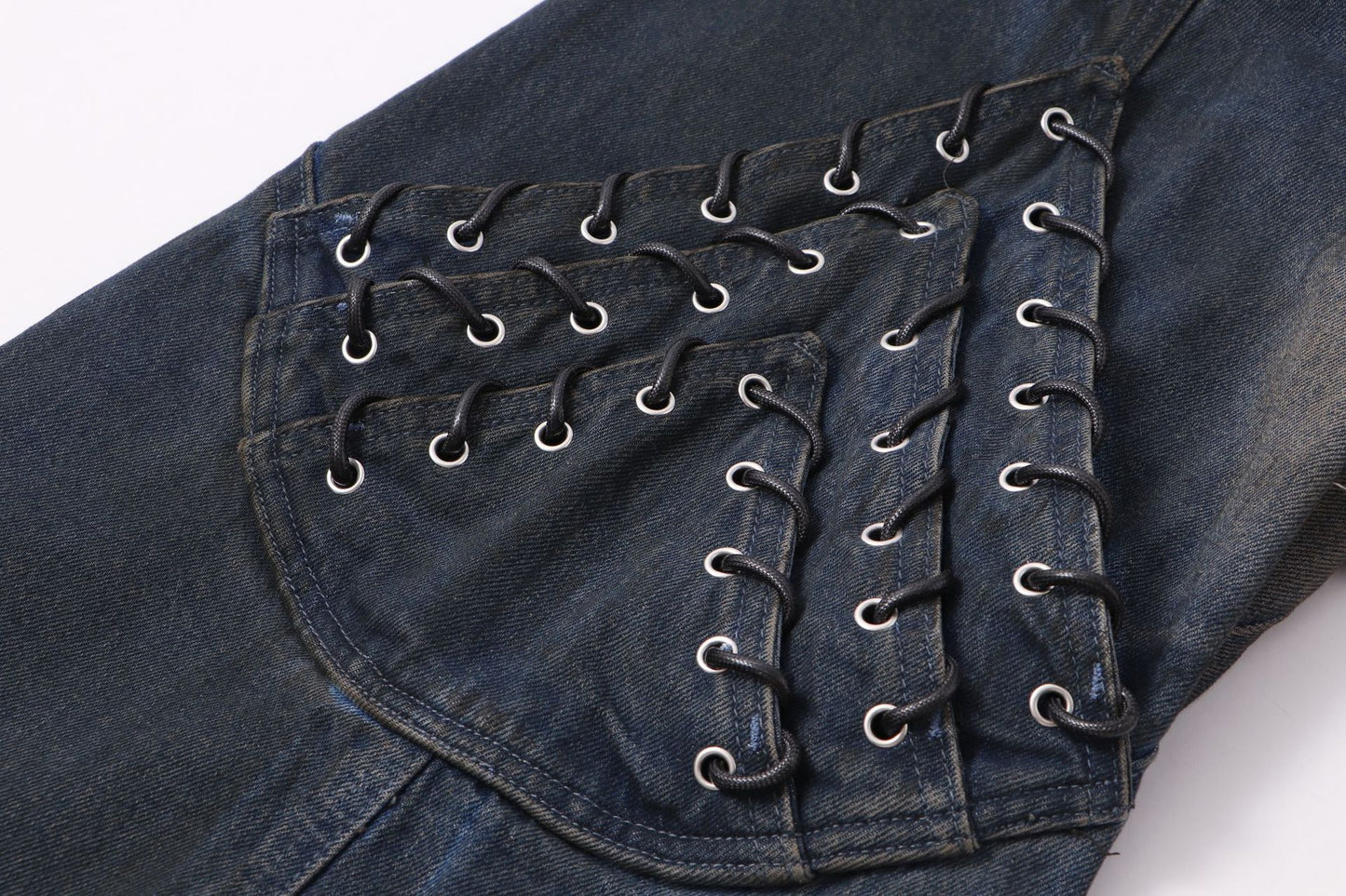 High-quality American streetwear super heavy-duty brushed and washed buffalo jeans