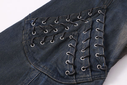 High-quality American streetwear super heavy-duty brushed and washed buffalo jeans