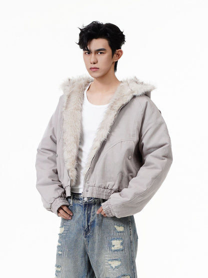 GUOWEAR Pearl Canvas Mountain Eagle Fleece-Lined Jacket American Street Wasteland Style Cotton Coat Men's Fleece-Lined Thickened Jacket