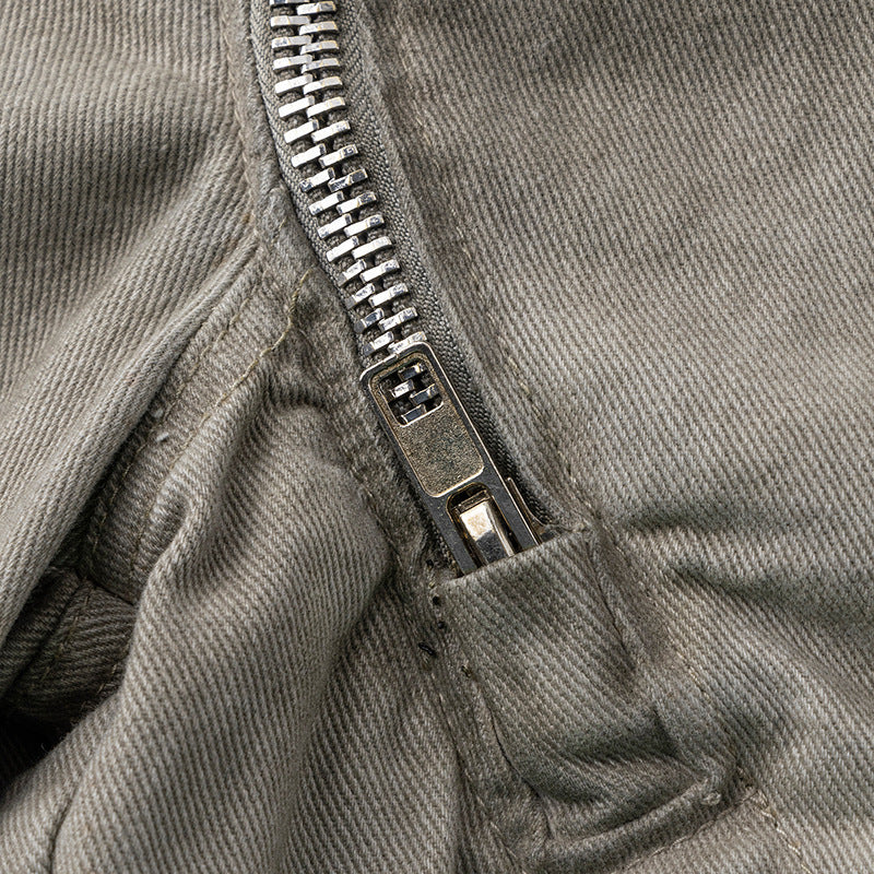 High Waist Diagonal Zipper Cargo Pants Loose Straight Casual Pants Trendy Brand Versatile Long Pants Leg-Lengthening Loose Comfortable