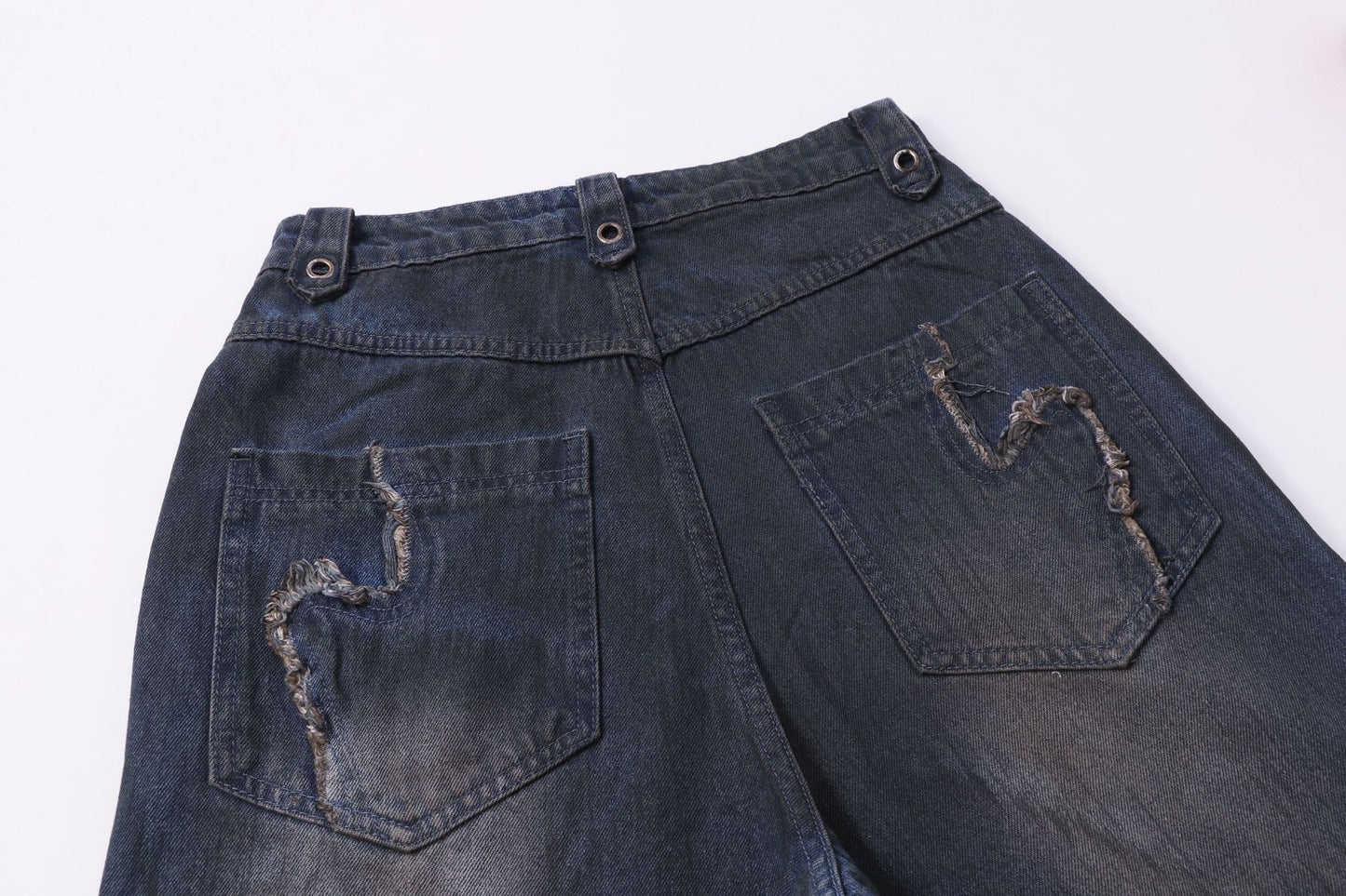 High-quality American streetwear super heavy-duty brushed and washed buffalo jeans