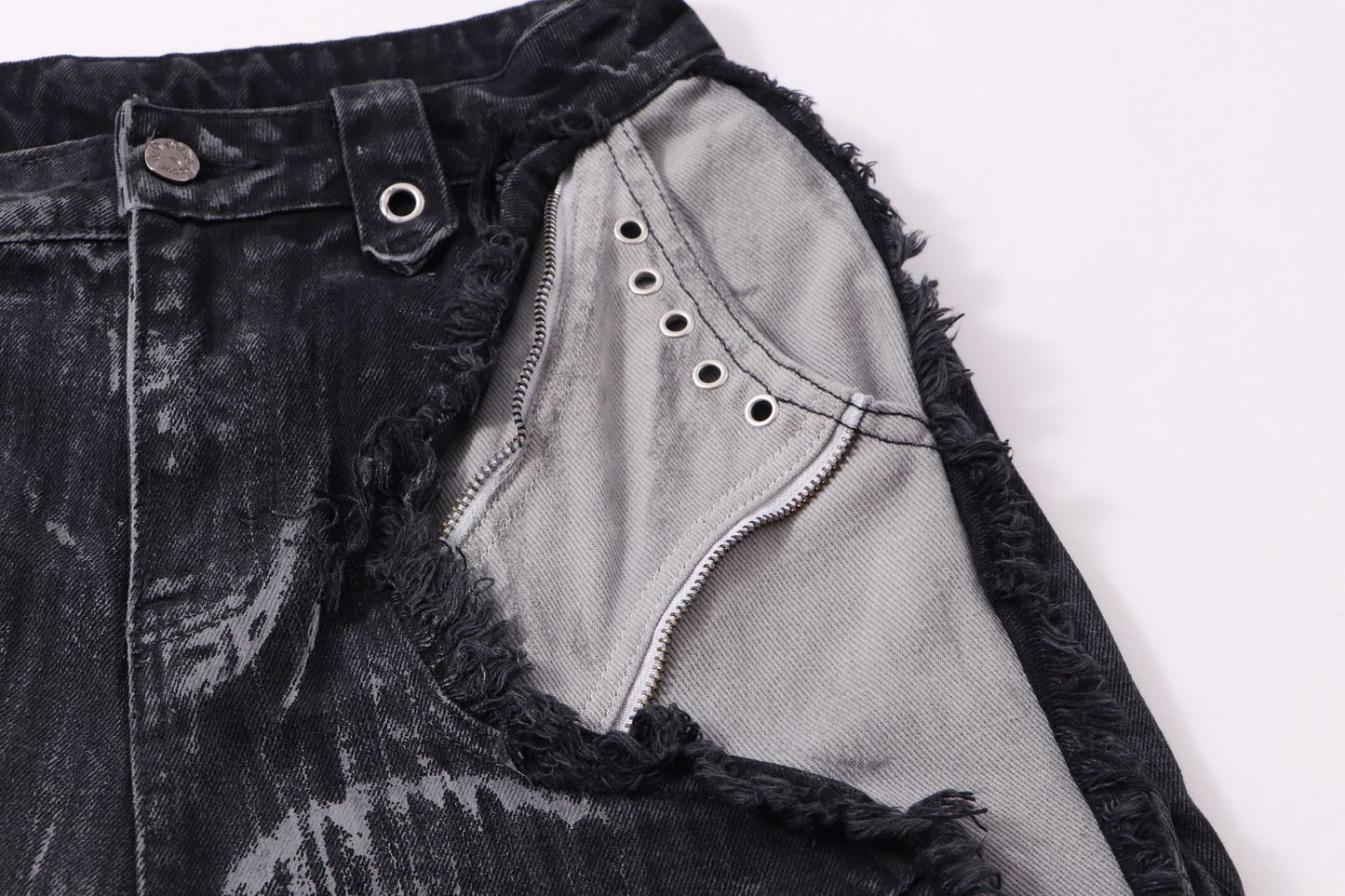 High-quality American streetwear super heavy-duty brushed and washed buffalo jeans