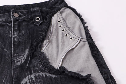 High-quality American streetwear super heavy-duty brushed and washed buffalo jeans