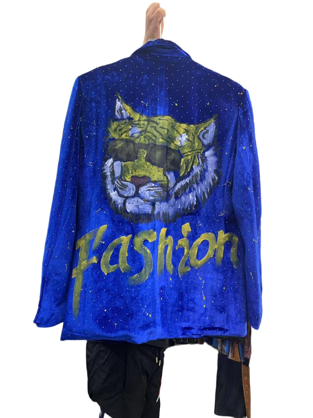 Europe and America2025New Fashion Trendy Casual Hand-painted Letter Tiger Pattern Men's Blazer