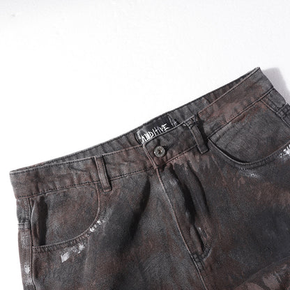 American-style Tie-dye Washed Vintage Loose Cargo Pants for Men Street Hip-Hop Jogger Jeans Trendy Designer Style