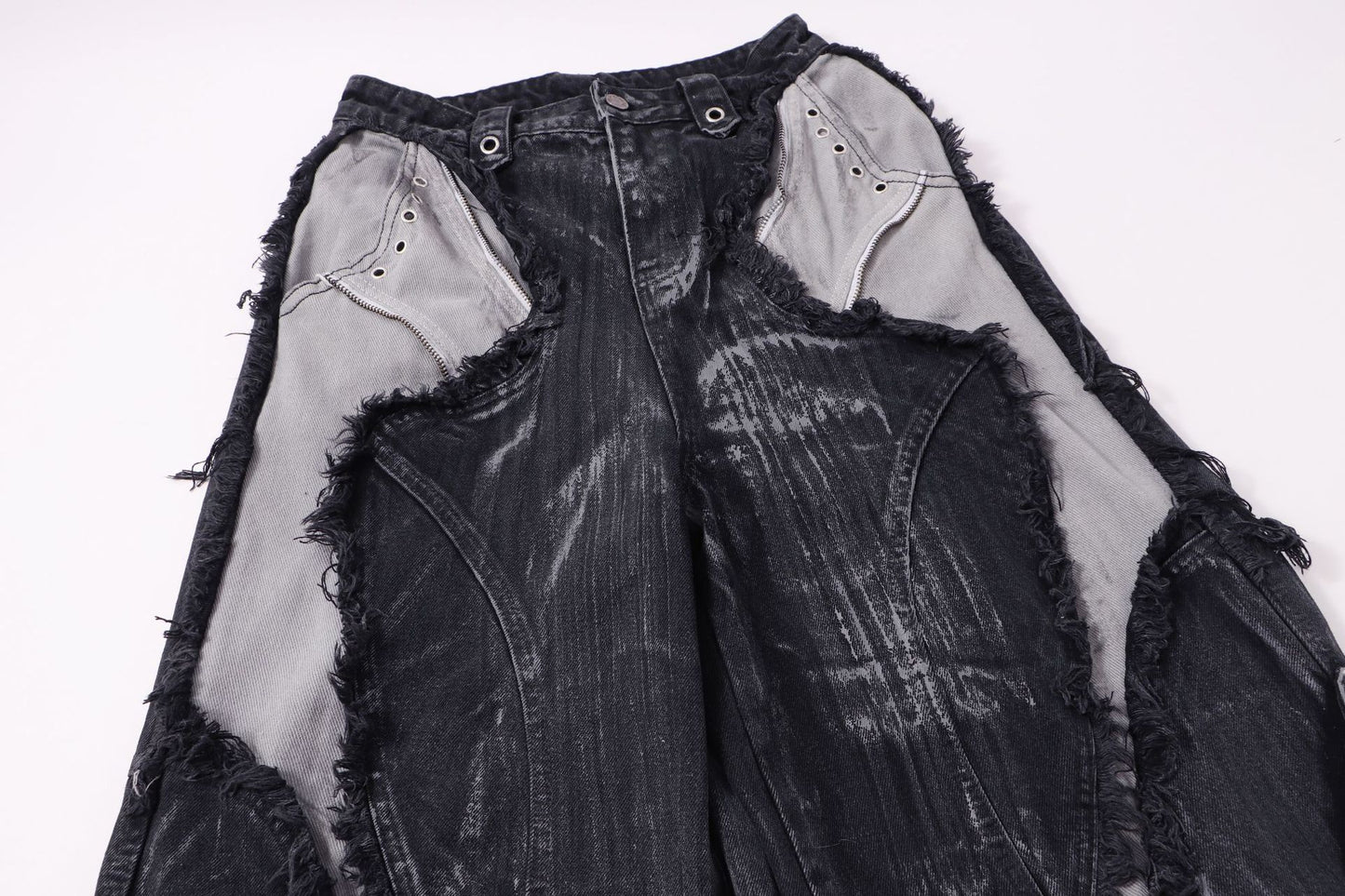 High-quality American streetwear super heavy-duty brushed and washed buffalo jeans