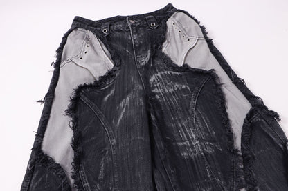 High-quality American streetwear super heavy-duty brushed and washed buffalo jeans