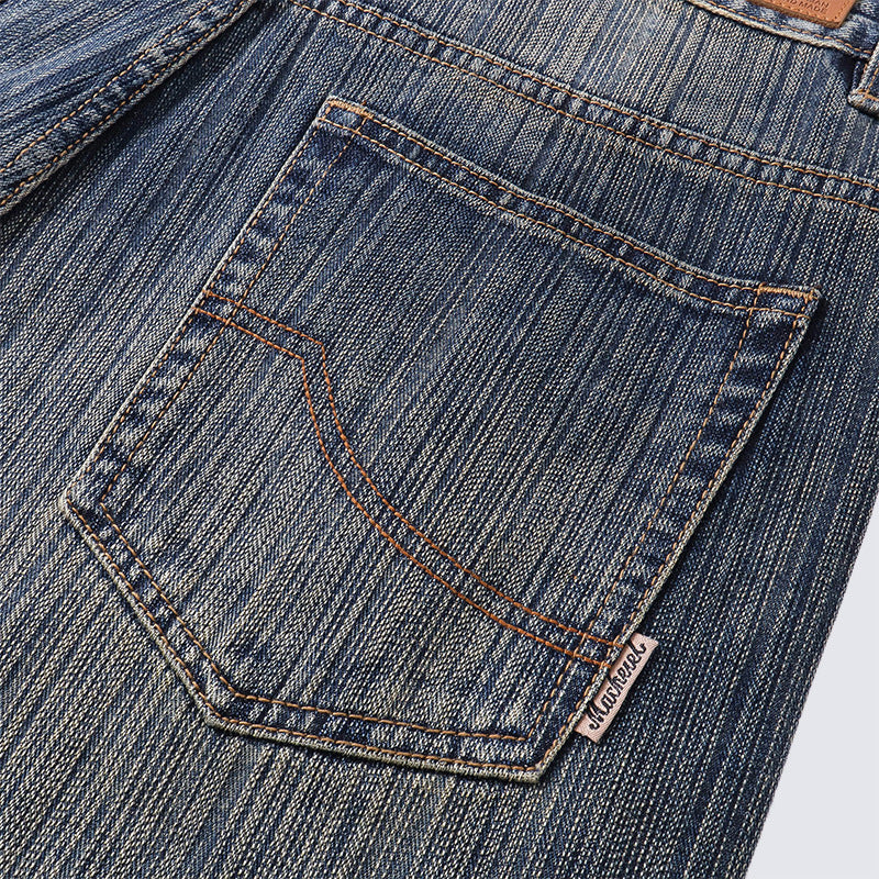 GUOWEAR Loose Straight Retro Jeans High-waisted Casual Washed Long Pants Unisex Trendy Pants