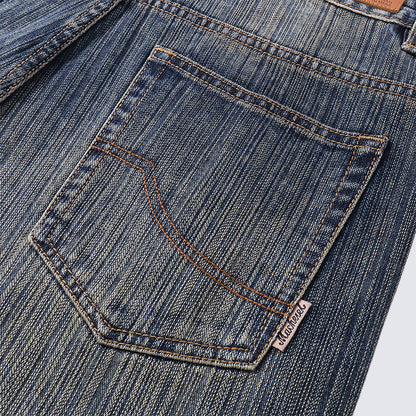 GUOWEAR Loose Straight Retro Jeans High-waisted Casual Washed Long Pants Unisex Trendy Pants