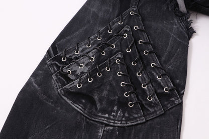 High-quality American streetwear super heavy-duty brushed and washed buffalo jeans