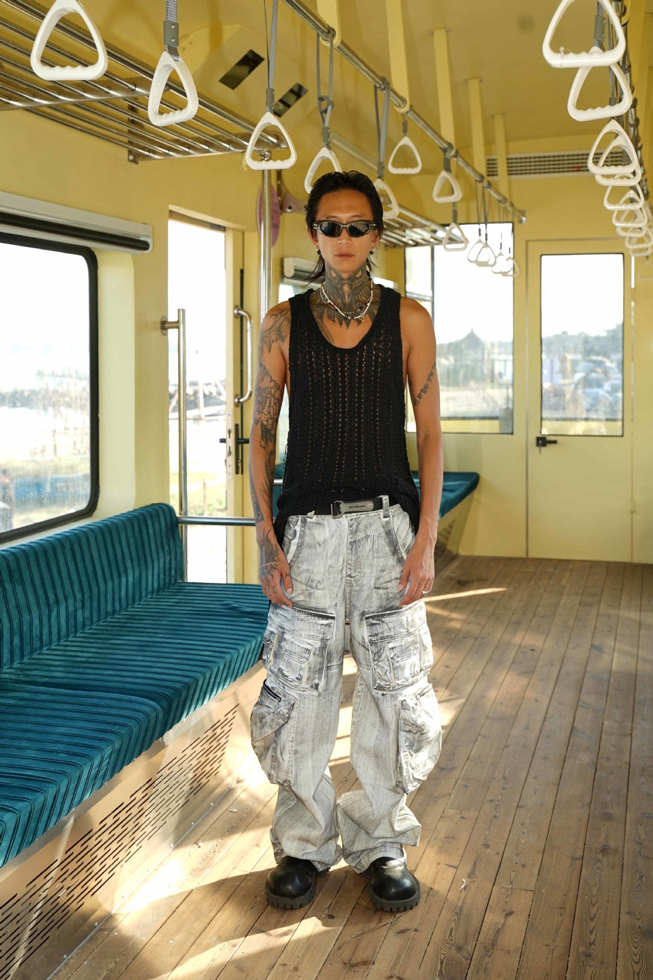 American Style Multi-Pocket Jeans for Men, Niche Retro Blue Wide-Leg Cargo Pants, Couple's European and American Trendy Pants, Cross-Border Trade