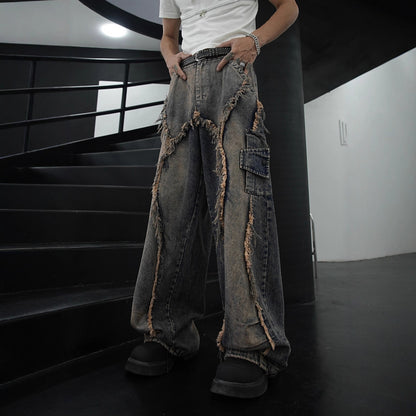 Star Design Sense Niche American Retro Jeans for Men ins Fashion Brand European and American High Street Pants Trendy Versatile Long Pants