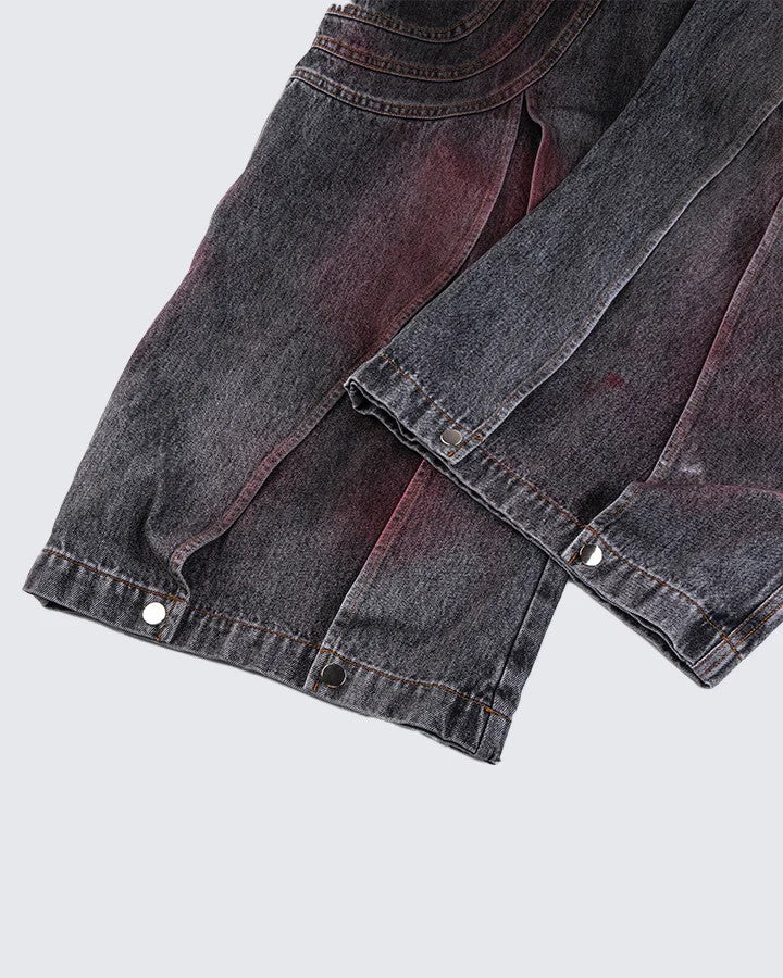 Cross-Border European and American High Street vibe Pants Jeans American Style Straight Spliced Ink Splash Flared Long Pants Men One Piece Dropshipping
