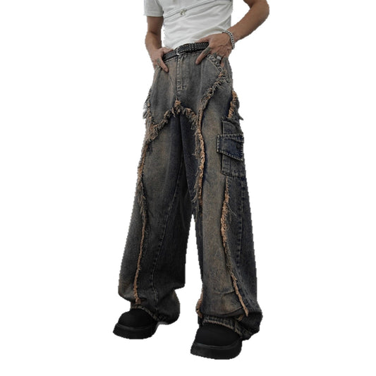 Star Design Sense Niche American Retro Jeans for Men ins Fashion Brand European and American High Street Pants Trendy Versatile Long Pants