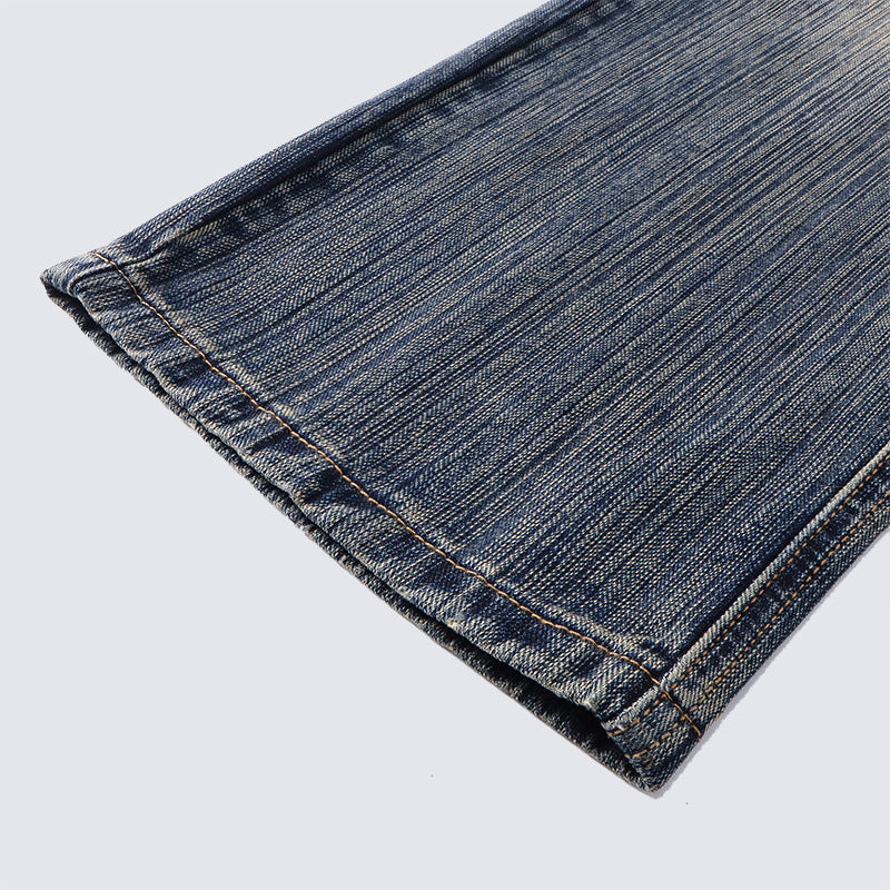 GUOWEAR Loose Straight Retro Jeans High-waisted Casual Washed Long Pants Unisex Trendy Pants