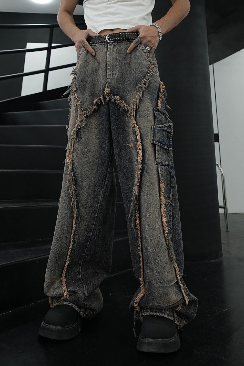 Star Design Sense Niche American Retro Jeans for Men ins Fashion Brand European and American High Street Pants Trendy Versatile Long Pants