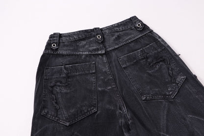 High-quality American streetwear super heavy-duty brushed and washed buffalo jeans