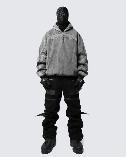 2025European and American Trendy Brand Single Hat Long Zipper Eyelet Hat Design Hooded Zipper Sweatshirt Full Face Men's Style