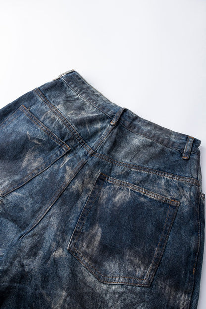 High-End European Version Spring Summer Men's Jeans Slim Straight Stretch Washed Ripped Wide-Leg Men's Pants