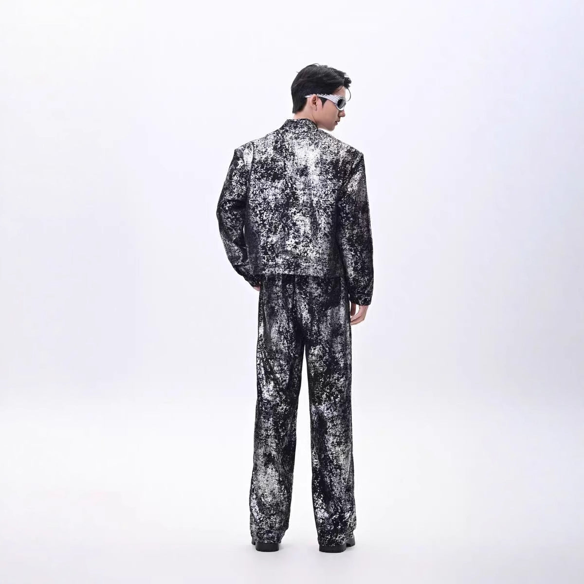 2025New Fashion Suit Trendy Brand Cool Street Style Short Jacket Wide-Leg Pants Casual Two-Piece Set for Men