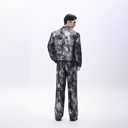 2025New Fashion Suit Trendy Brand Cool Street Style Short Jacket Wide-Leg Pants Casual Two-Piece Set for Men