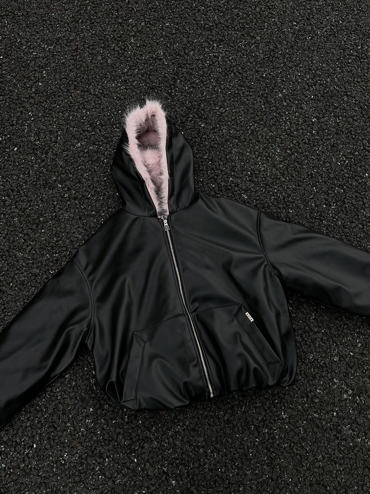 National Trend American Retro PU Padded Cotton Thickened Fur Collar Hooded Cotton Jacket Men's Winter Loose Versatile Cotton Coat